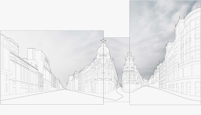 Diverted perspective at Calle de Alcalá.
