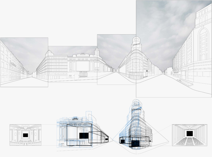 Diverted perspective at Plaza del Callao.