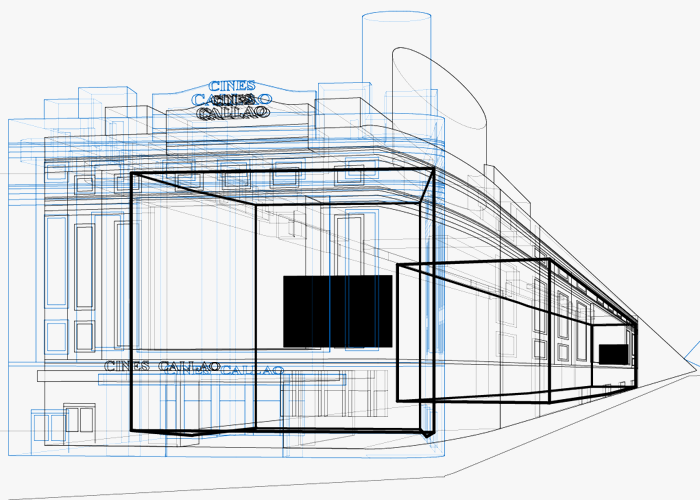 Diverted perspective, Cines Callao.